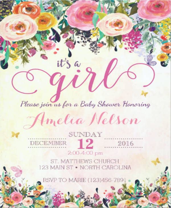 8+ Floral Baby Shower Invitation Designs & Templates PSD, AI, InDesign, Word, Apple Pages