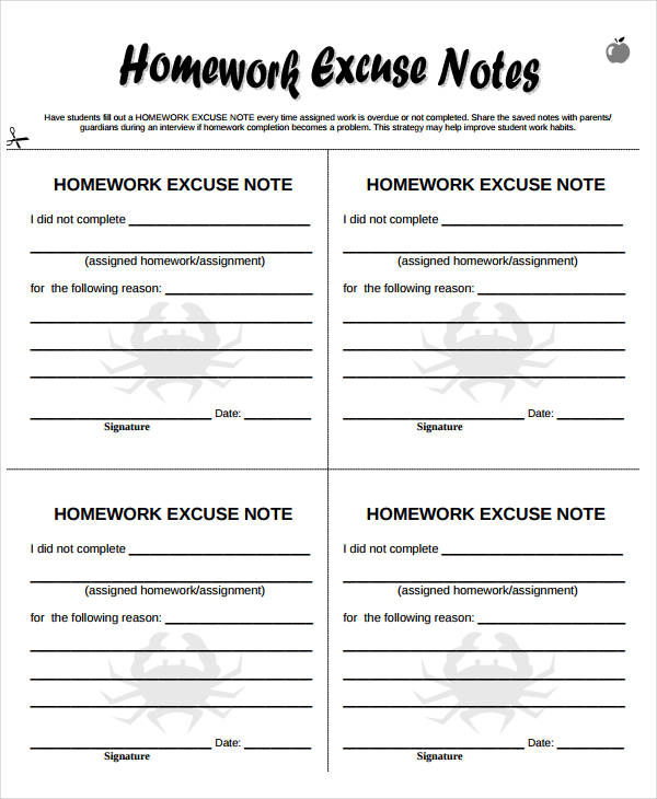 homework excuse meaning