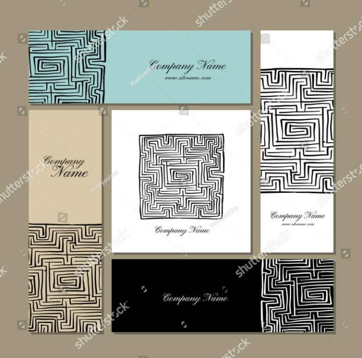 illustrated maze business cards design template