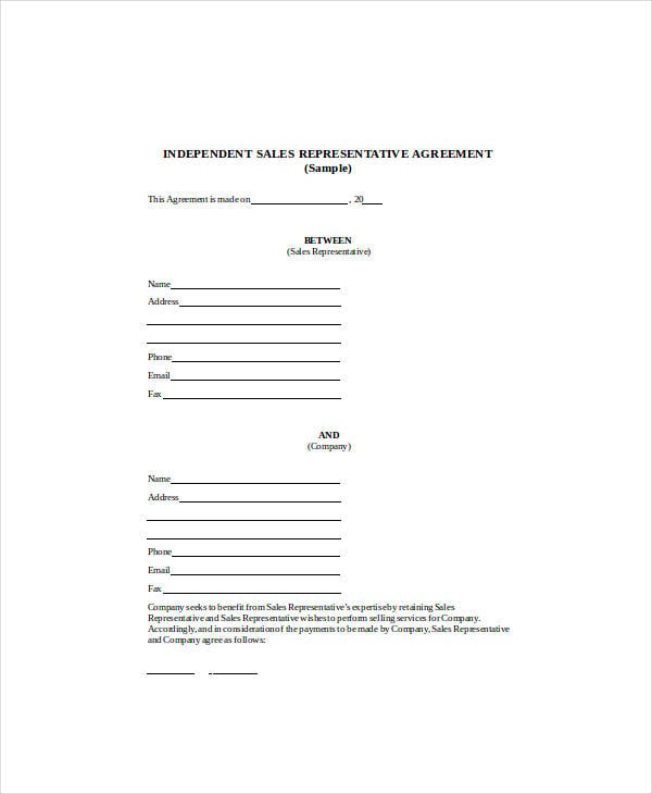 independent sales representative agreement
