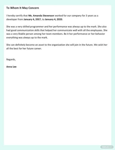 Job Experience Letter Template1 
