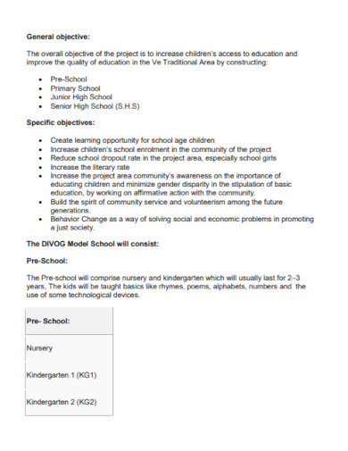 components of an education project proposal