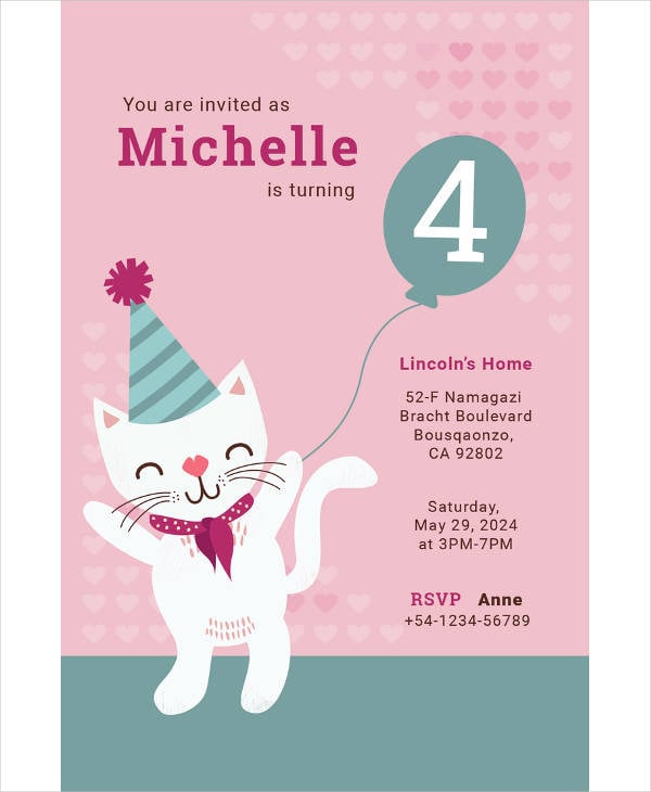 kitty birthday invitation template