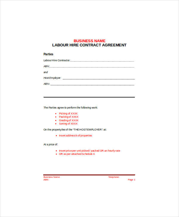 Dry Hire Agreement Template