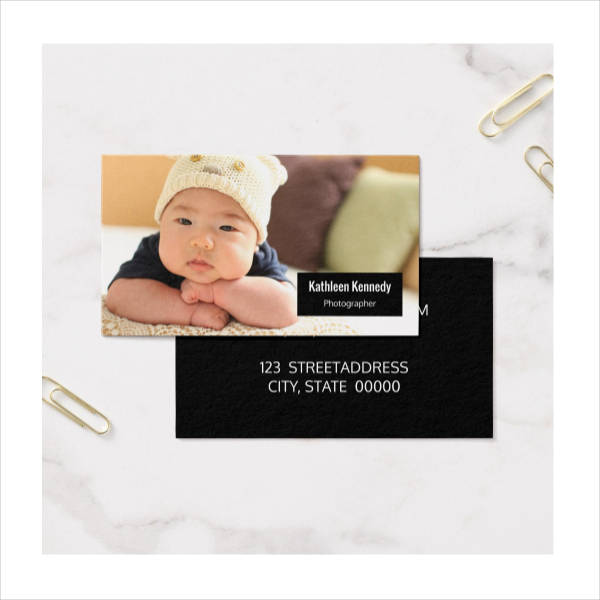 minimal baby photographer business card