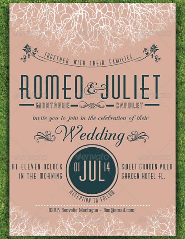 minimalist garden wedding invitation template