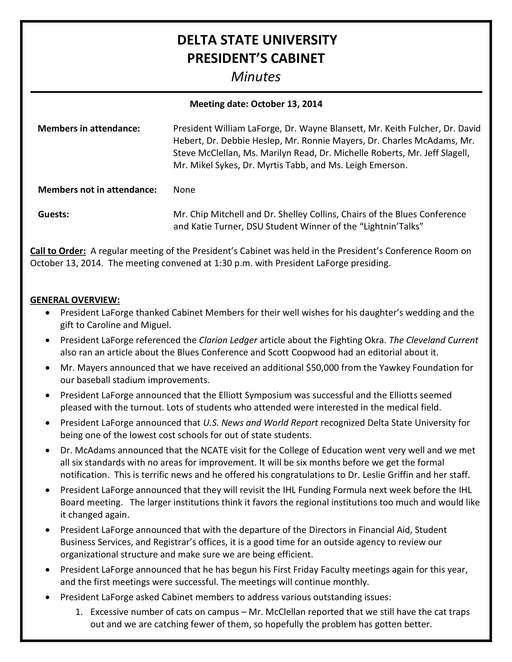 presentation on meeting minutes