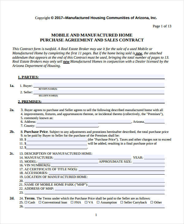 8+ Home Purchase Agreement Templates