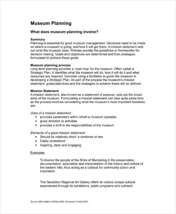 museum business planning