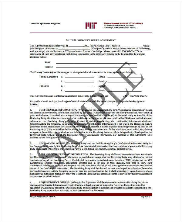 11+ Mutual NonDisclosure Agreement Templates PDF, Word