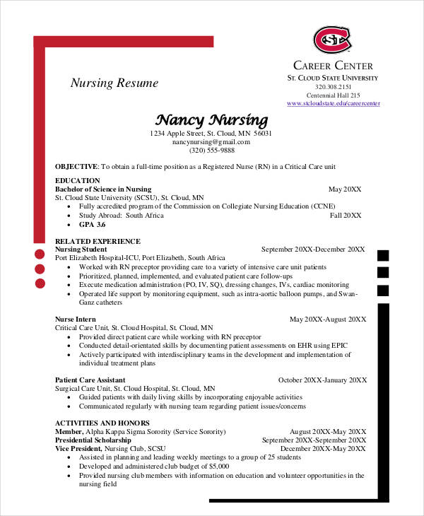 nancy nursing resume