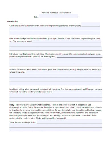 narrative essay outline worksheet 