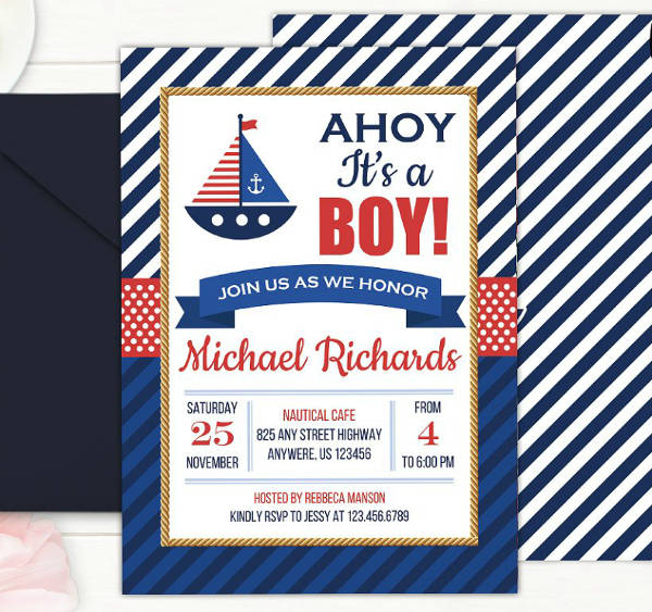 nautical themed baby shower invitation