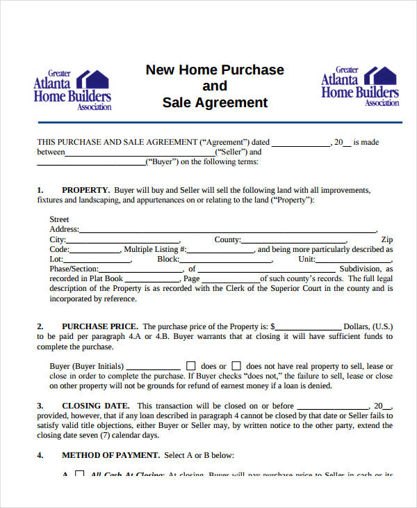 8+ Home Purchase Agreement Templates