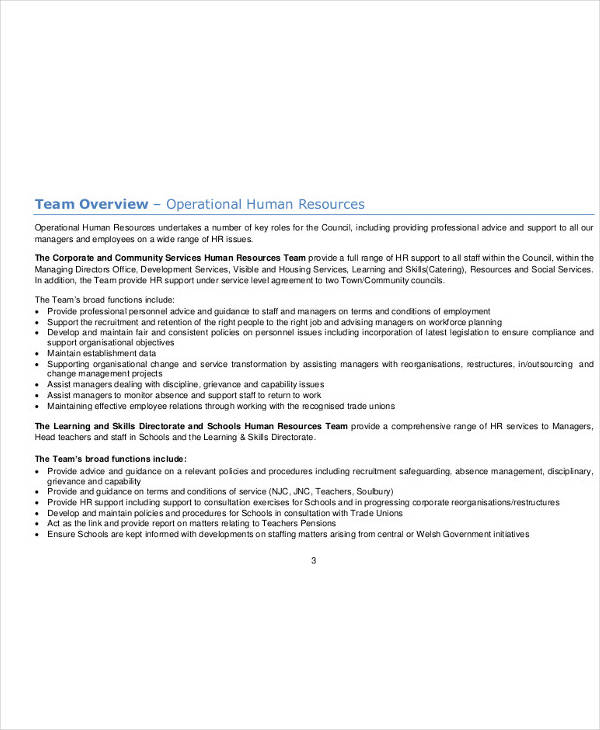 operational human resources team plan