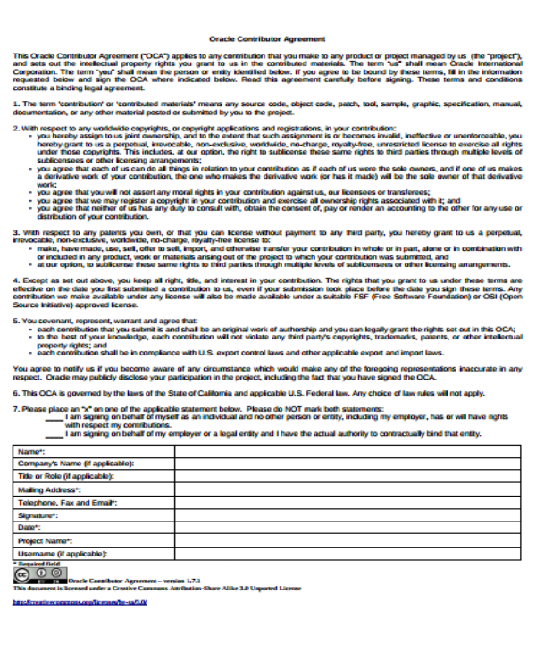 12 Contribution Agreement Templates PDF