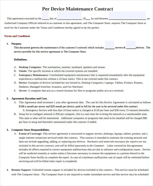 14+ Computer Service Contract Templates Word, Docs, PDF