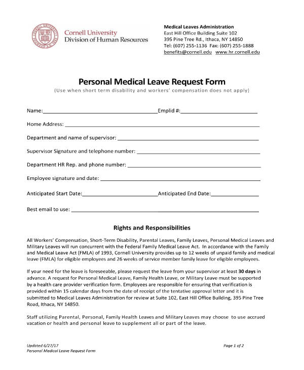 10 Medical Leave Letter Templates PDF DOC