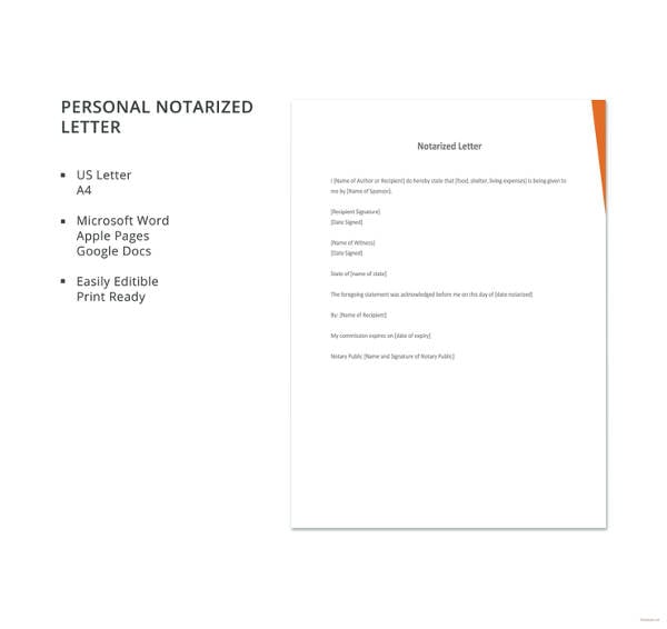notarized personal letter