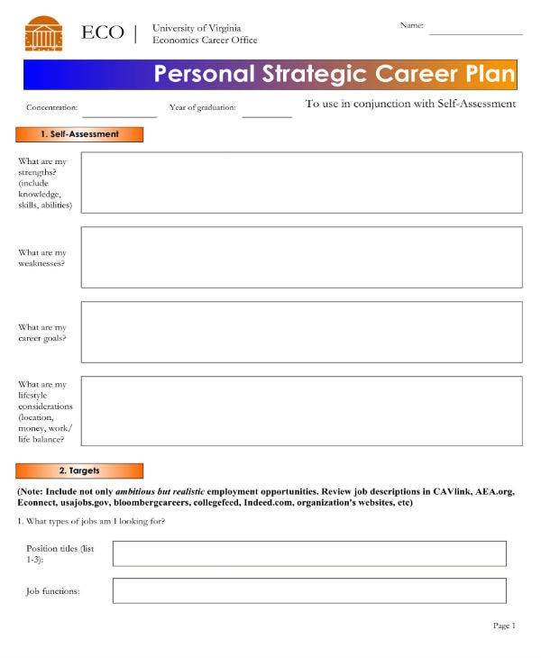 Personal Strategic Career Plan