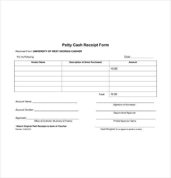 8+ Petty Cash Receipt Template - PDF