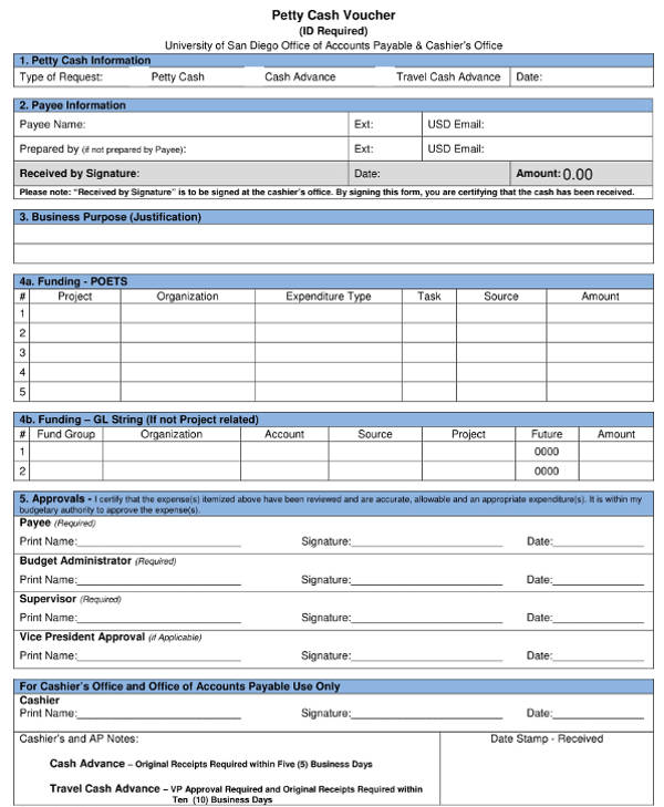 petty cash voucher sample