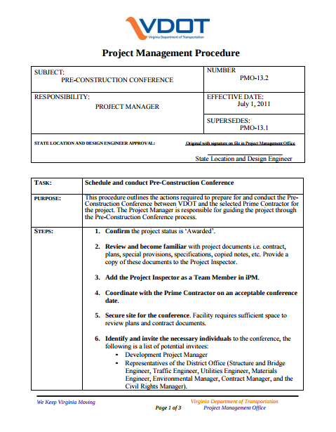 preconstruction conference sample template
