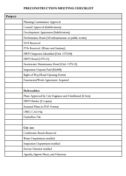 Pre Construction Meeting Agenda Template Flyer Template