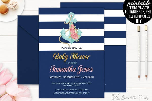 printable nautical baby shower invitation