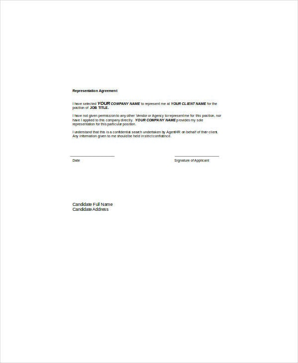 printable representation agreement