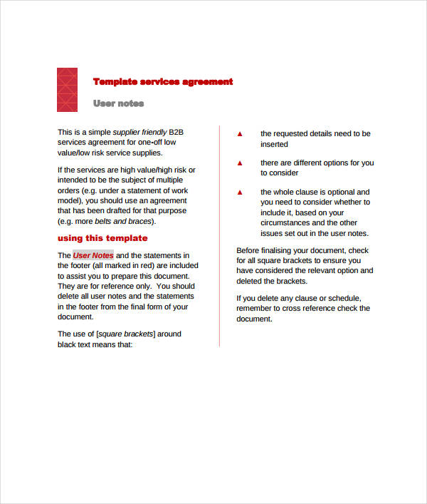 printable services agreement