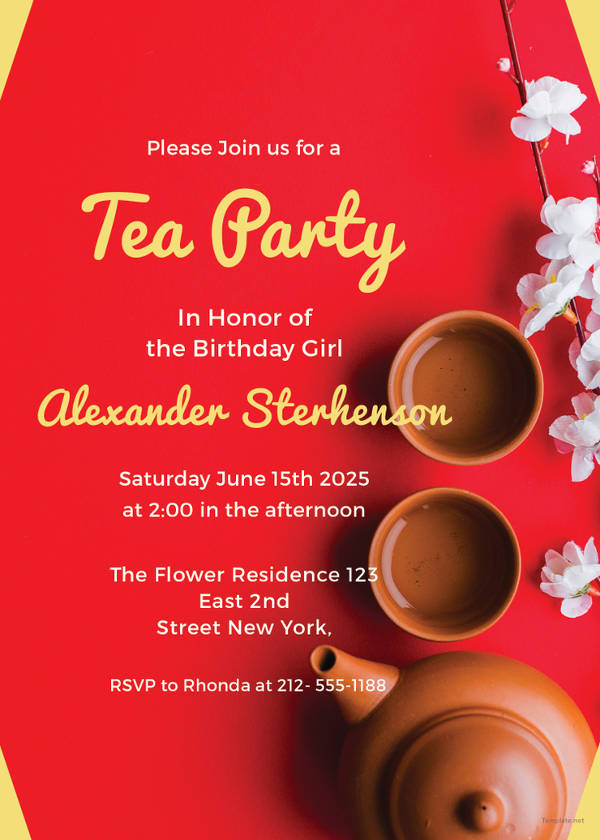 printable tea party invitation template