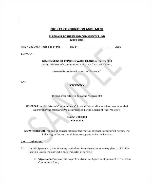 project contribution agreement