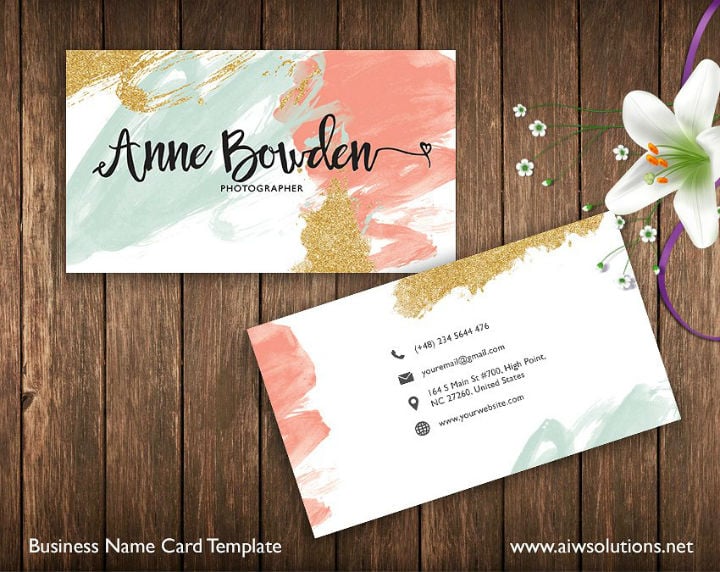 randow watercolor swirls business card template