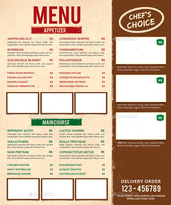 restaurant menu