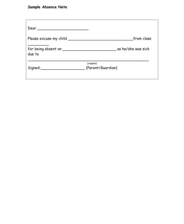 sample absence note template1