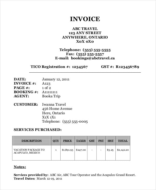 sample business invoice