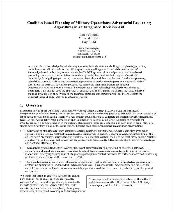 10+ Military Operational Plan Templates - PDF
