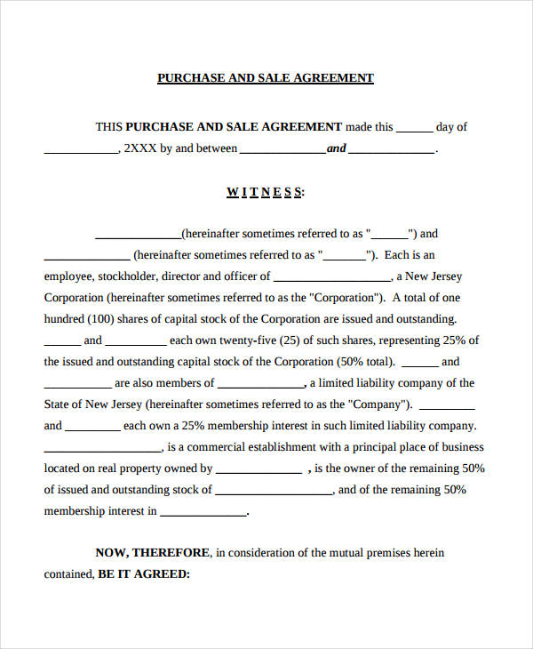 sample purchase sale agreement