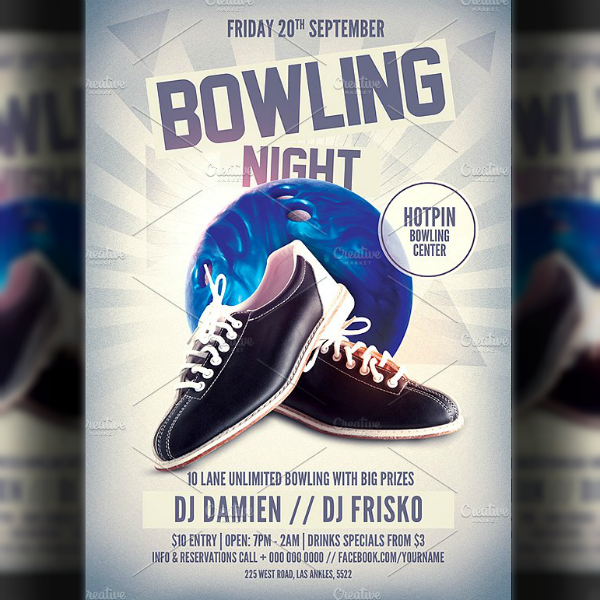 shoes bowling night flyer invitation template