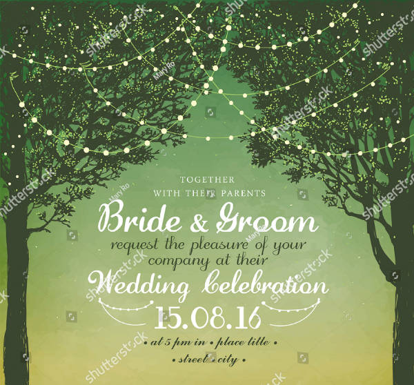 silhouette style garden wedding invitation