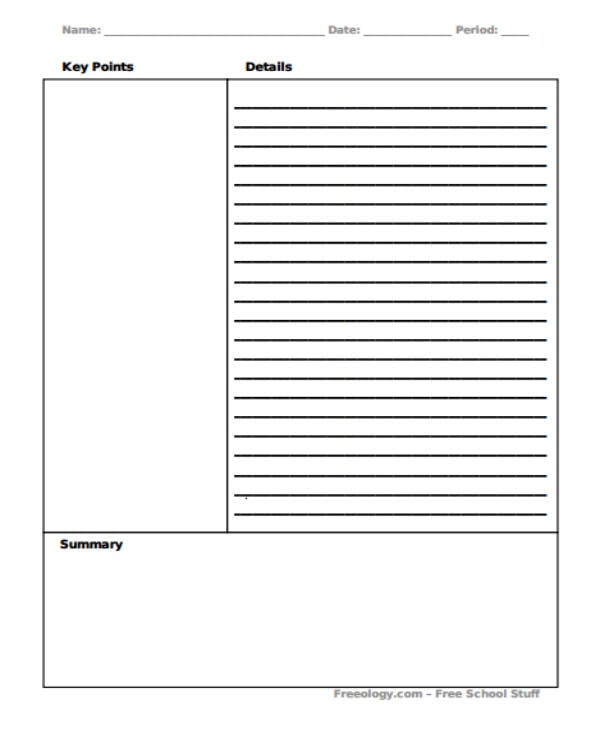simple cornell note template