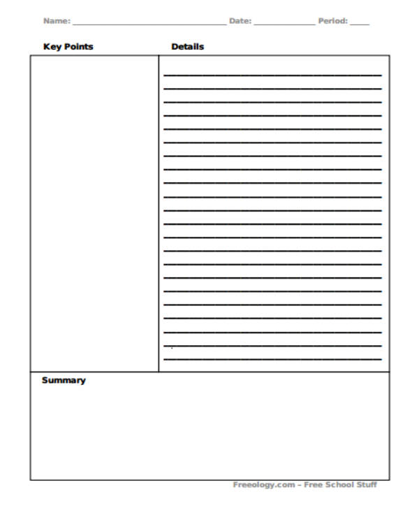 cornell notes template