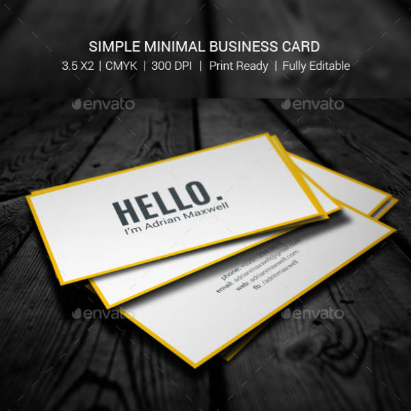 simple minimal business card