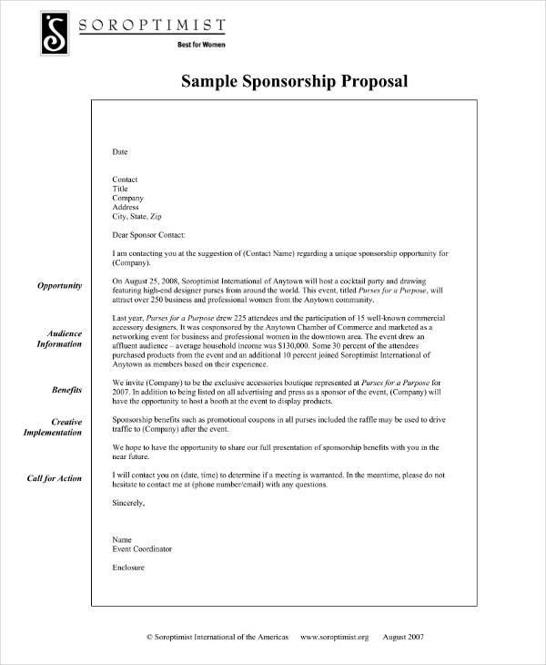 simple sponsorship proposal letter