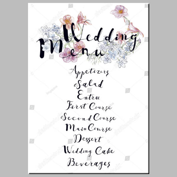 simple vector wedding menu template