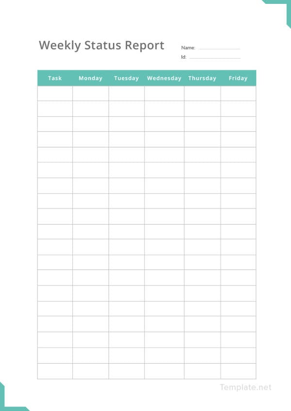 simple weekly status report template