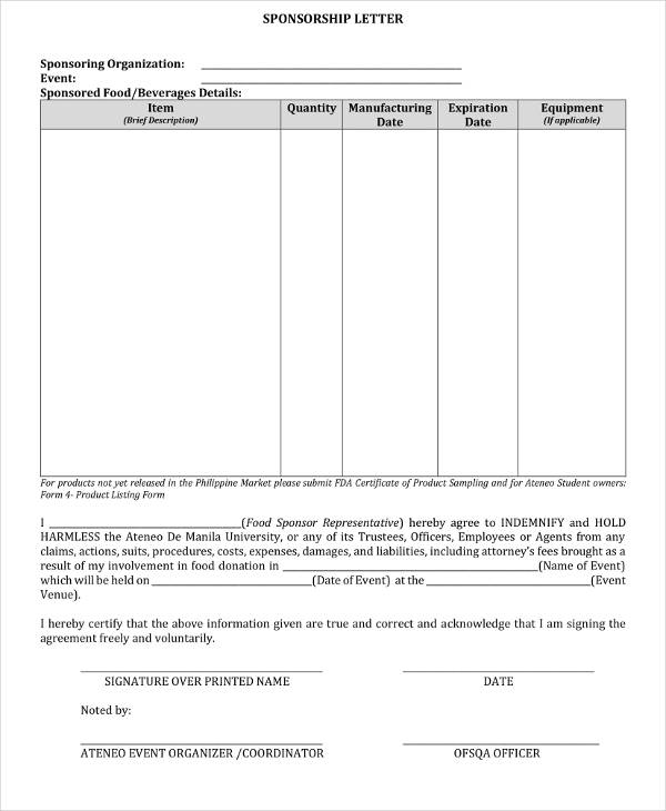 17+ Sample Sponsorship Letter Templates - PDF, DOC, Apple Pages, Google ...