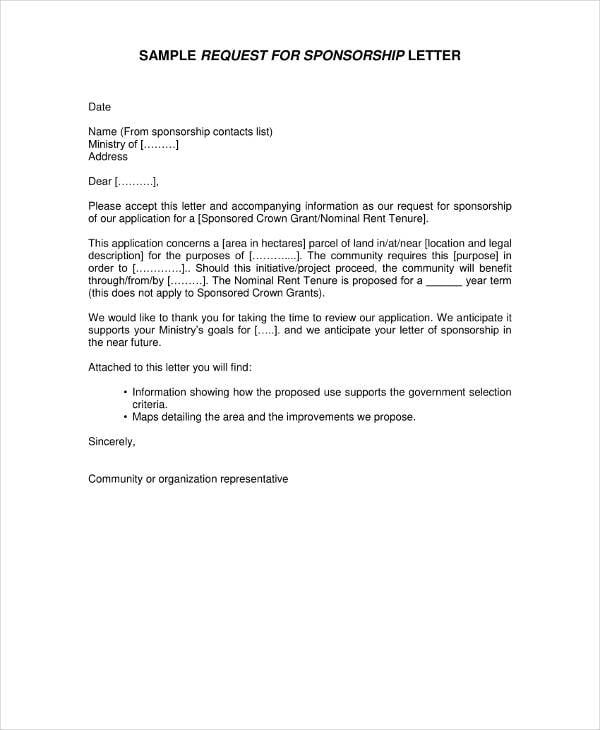 sponsorship request letter samples