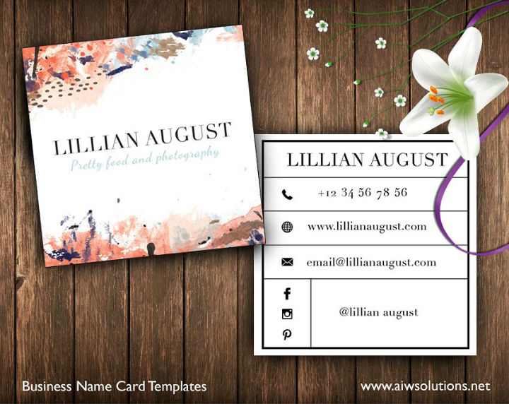 square watercolor business card template
